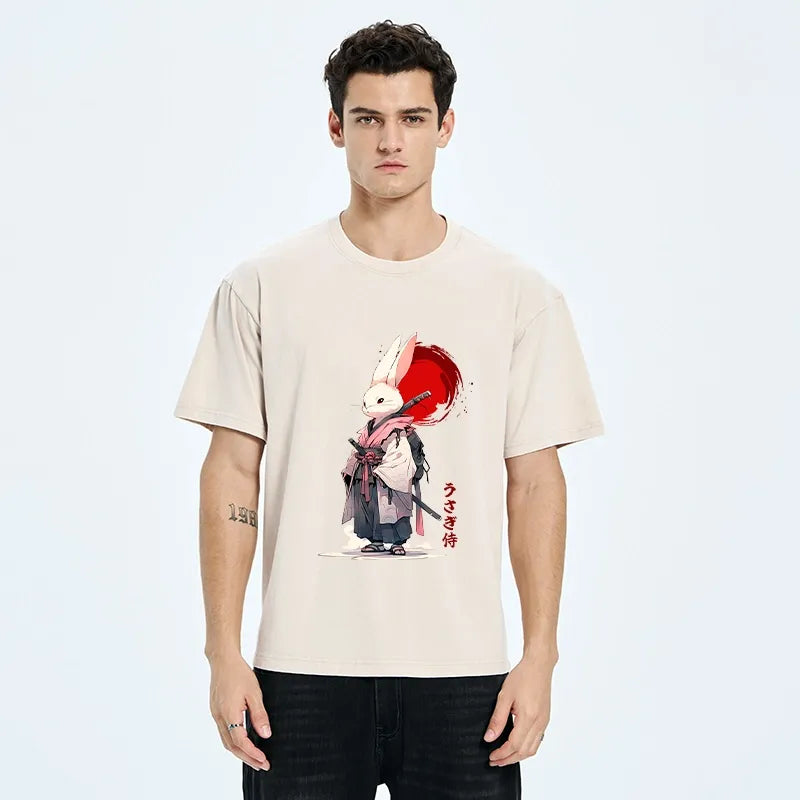 Kyoto-Lion Samurai Rabbit Washed T-Shirt