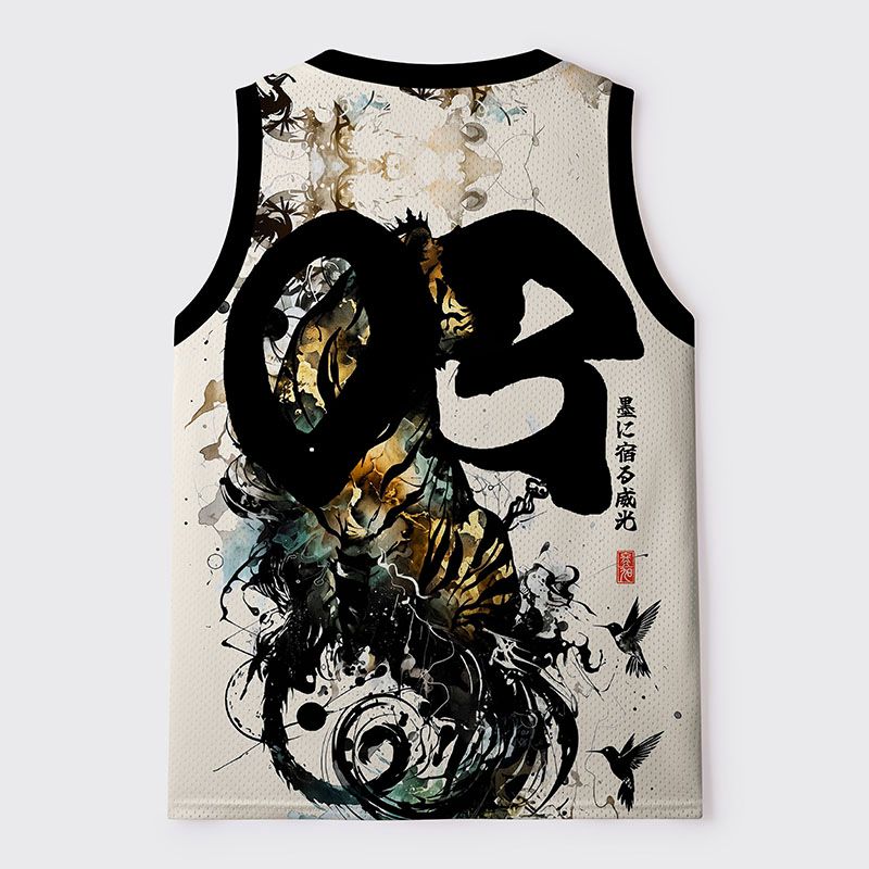 Kyoto-Lion Golden Tiger And Soaring Birdsy Mesh Tank Top