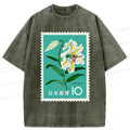 Kyoto-Lion Japanese Stamps Washed T-Shirt