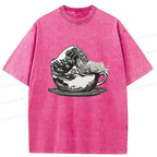 Kyoto-Lion Vintage Coffee Wave Washed T-Shirt