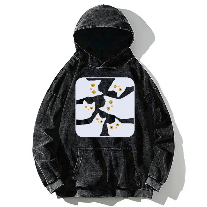 Kyoto-Lion Cats Are Watching You Washed Hoodie