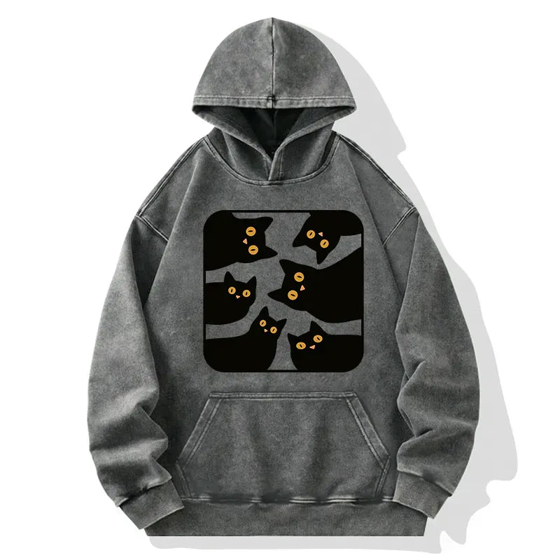 Kyoto-Lion Cats Are Watching You Washed Hoodie