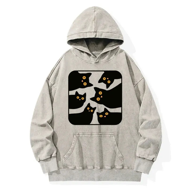 Kyoto-Lion Cats Are Watching You Washed Hoodie