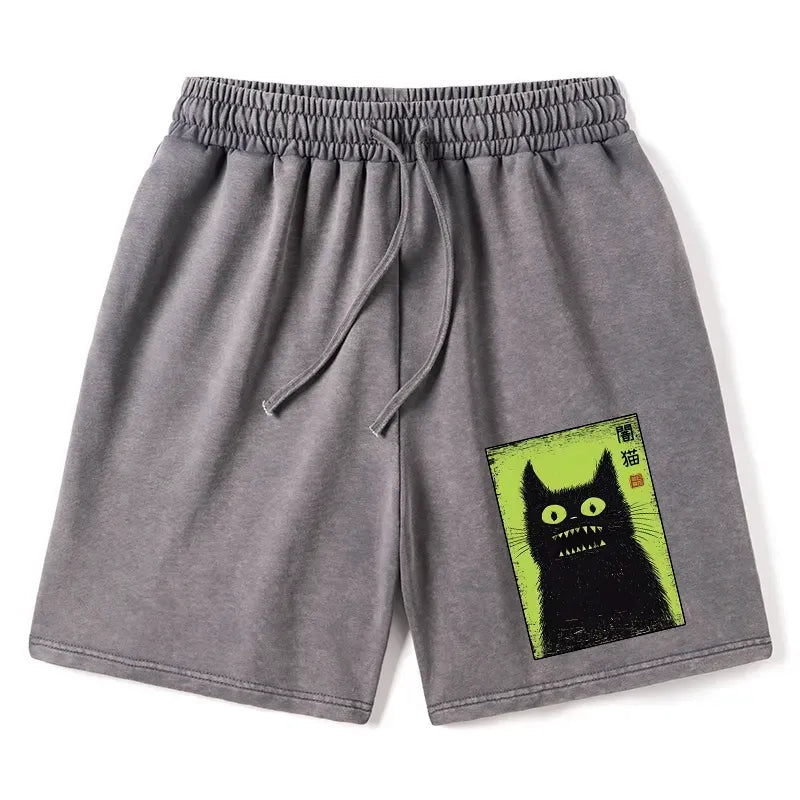 spooky black cat shorts on sale