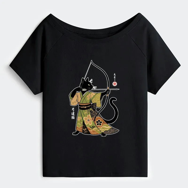 Japanese Vintage Cat Archery Tee