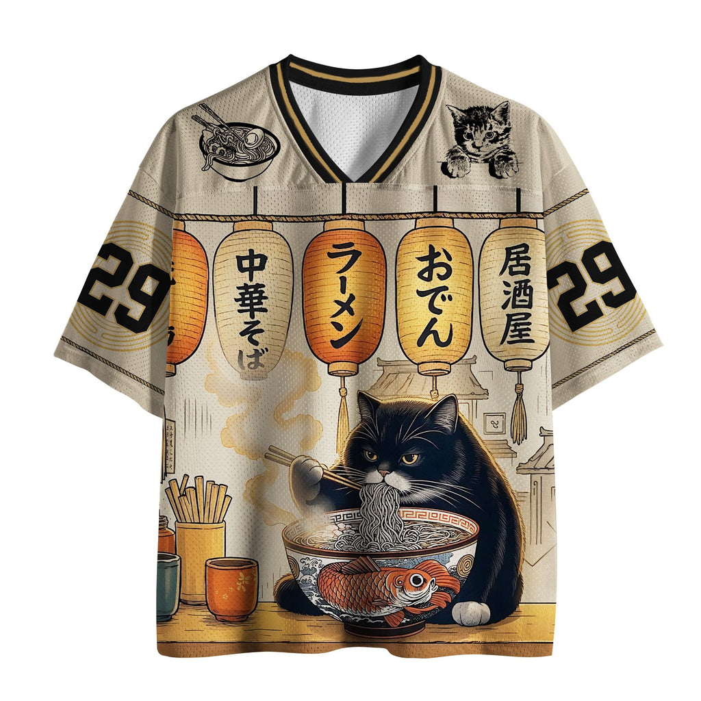 Japanese Fat Cat Eating Ramen Jersey