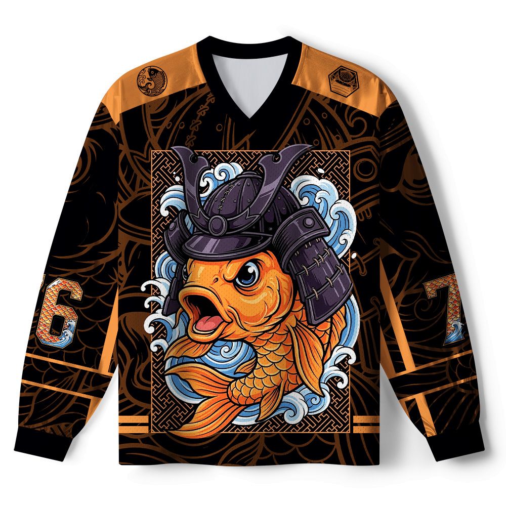 Kyoto-Lion Samurai Koi Paneled Long Sleeve Jersey