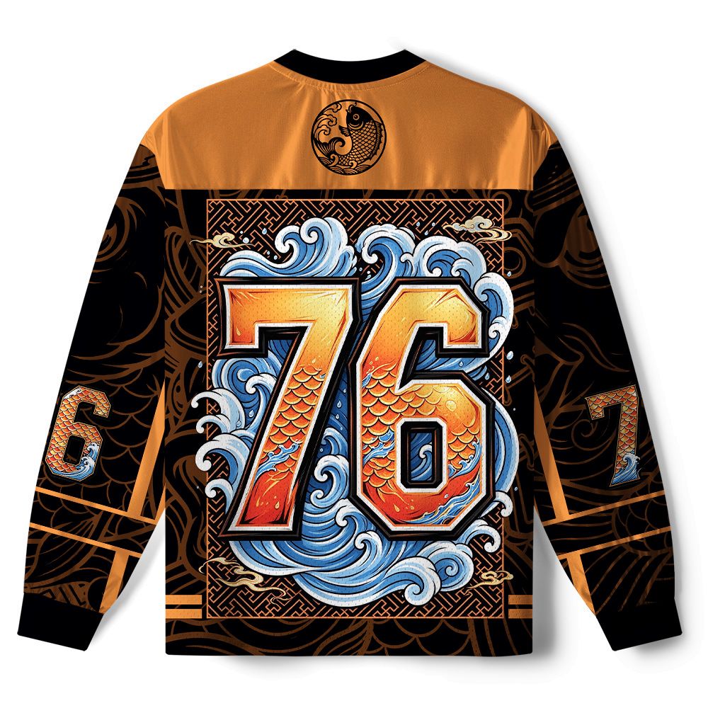 Kyoto-Lion Samurai Koi Paneled Long Sleeve Jersey