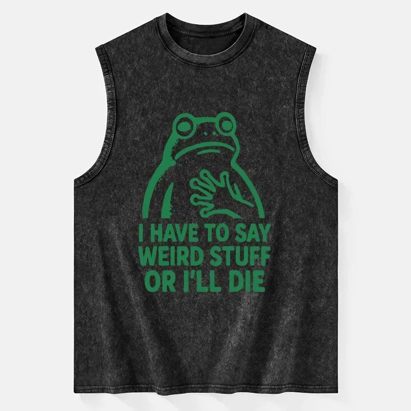 washed weird frog meme tank for daily wear