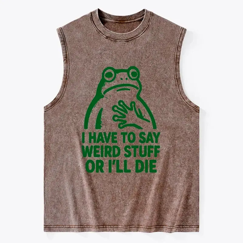 washed weird frog meme tank for daily wear