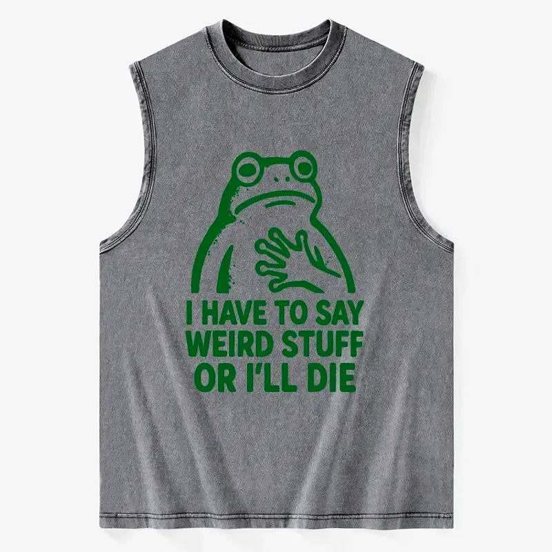 Kyoto-Lion Weird Frog Funny Meme Washed Tank