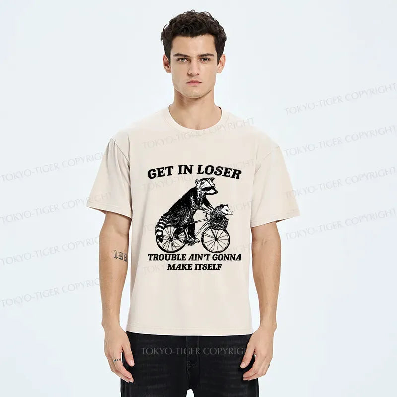 Raccoon Bicycle Washed T-Shirt Best Seller