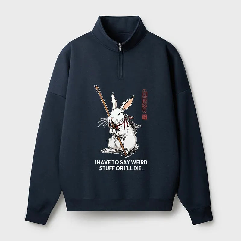 Japanese Rabbit Half Zip Sweatshirt for Gift