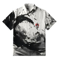 Japanese Ink Wave Button-up Shirt for Summer