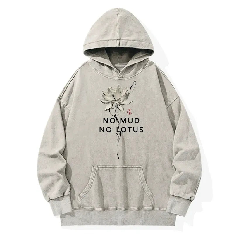 Kyoto-Lion Japanese Zen Lotus Washed Hoodie