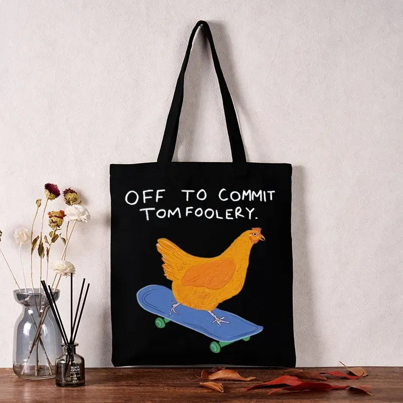 Kyoto-Lion Funny Chicken Tote Bag for Daily Wear