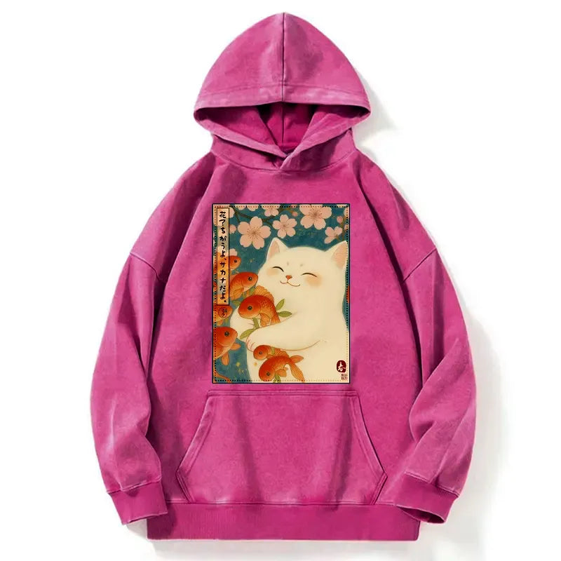 Funny Ukiyoe Cat Hoodie for Streetwear