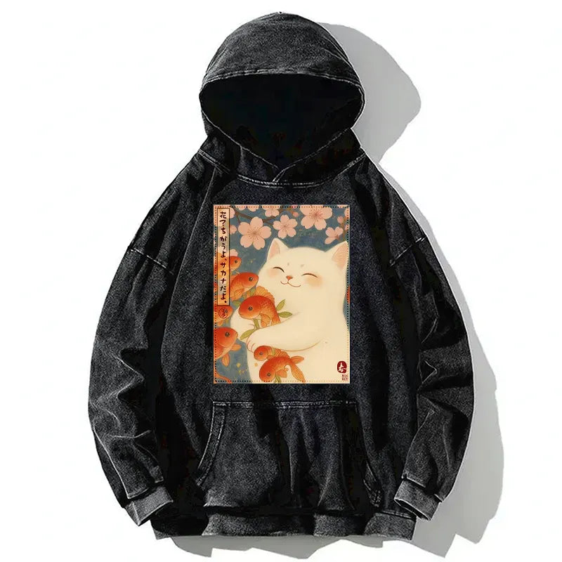Kyoto-Lion Cat Fish Flower Hoodie Gift for Her