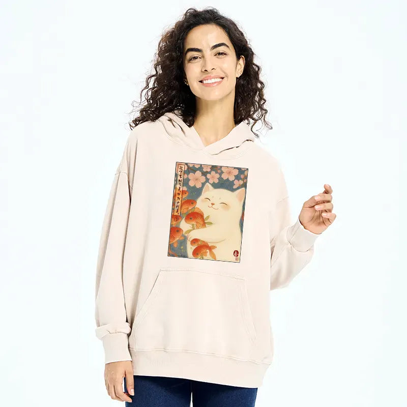 Kyoto-Lion Cat Fish Flower Hoodie Gift for Her