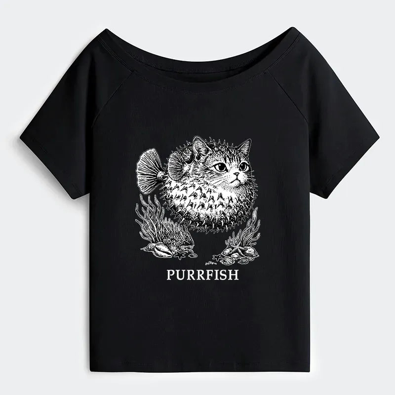 Trendy Japanese Off Shoulder Tee for Women
