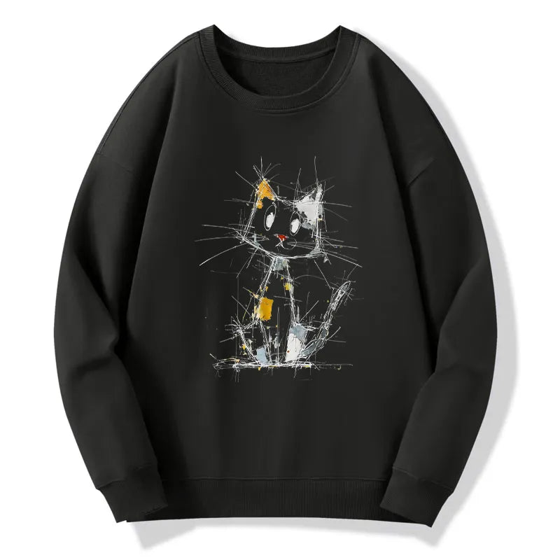 Kyoto-Lion Minimal Splash Ink Cute Cat Classic Sweatshirt