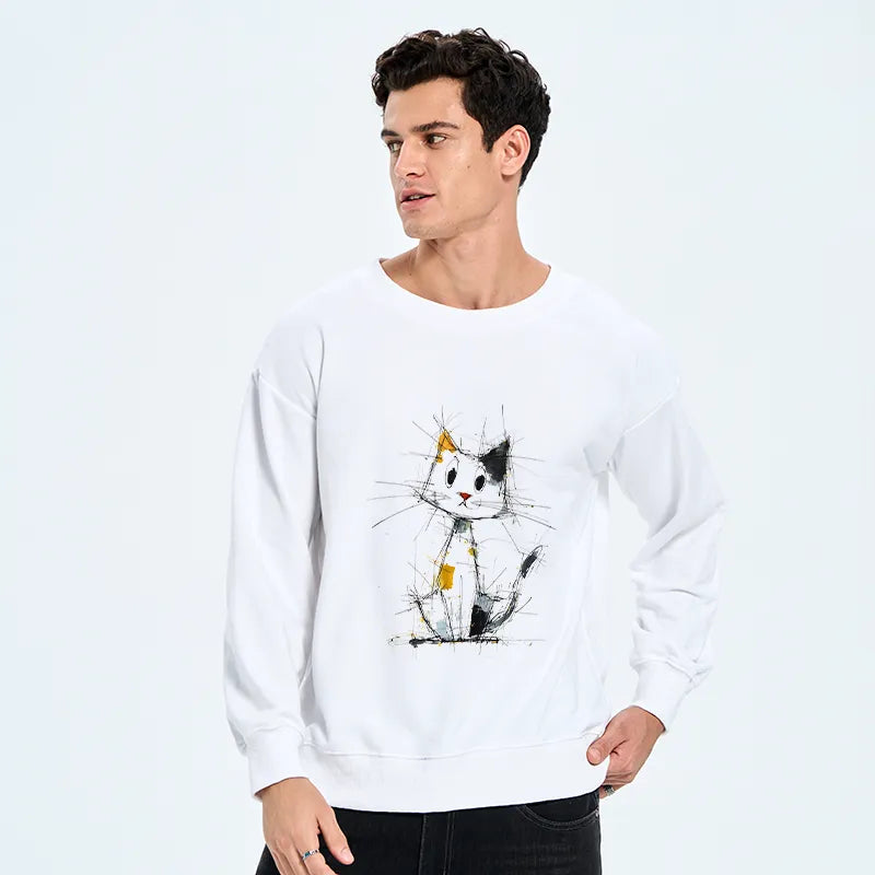 Kyoto-Lion Minimal Splash Ink Cute Cat Classic Sweatshirt