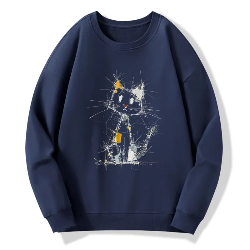 Kyoto-Lion Minimal Splash Ink Cute Cat Classic Sweatshirt