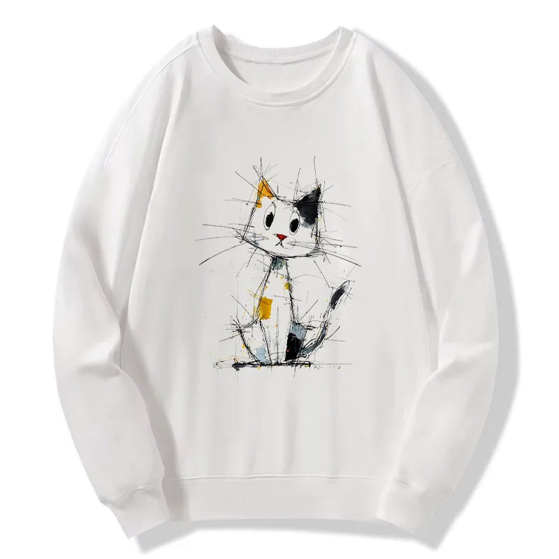 Kyoto-Lion Minimal Splash Ink Cute Cat Classic Sweatshirt