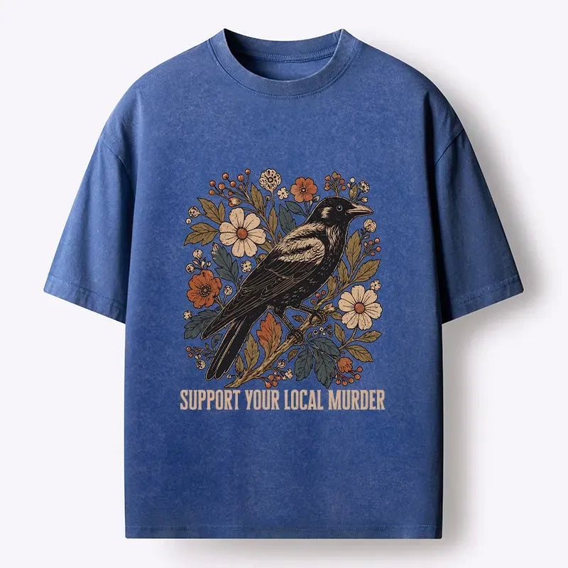 Funny Floral Washed T-Shirt for Street Style