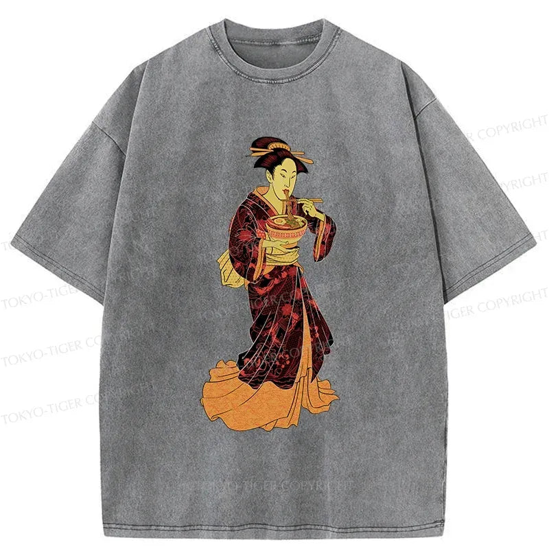 geisha eating ramen t-shirt
