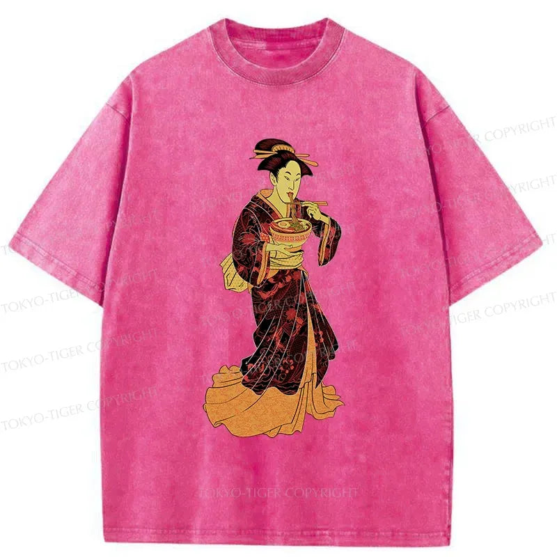 geisha eating ramen t-shirt