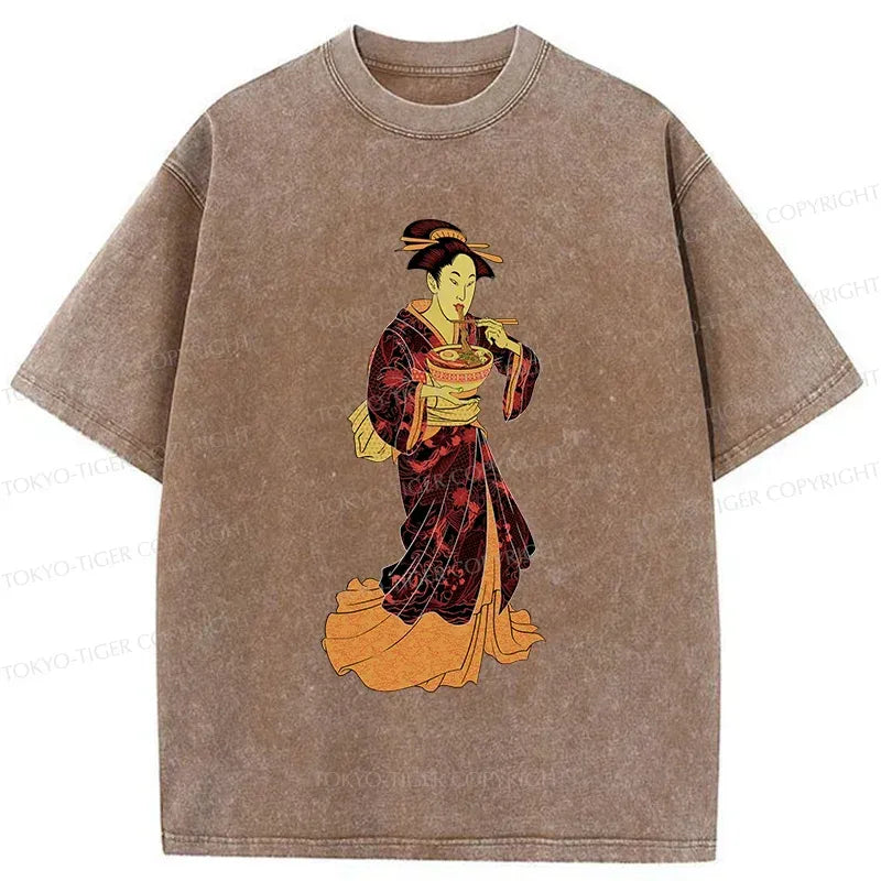 geisha eating ramen t-shirt