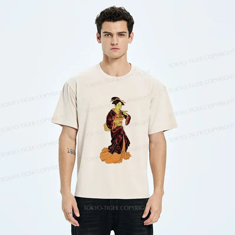 geisha eating ramen t-shirt
