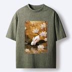 Kyoto-Lion Oriental Rabbit Pond Scene Washed T-Shirt