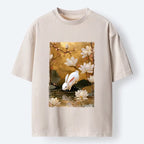 Kyoto-Lion Oriental Rabbit Pond Scene Washed T-Shirt