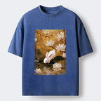 Kyoto-Lion Oriental Rabbit Pond Scene Washed T-Shirt
