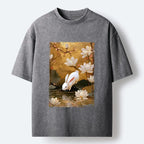 Kyoto-Lion Oriental Rabbit Pond Scene Washed T-Shirt