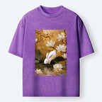 Kyoto-Lion Oriental Rabbit Pond Scene Washed T-Shirt