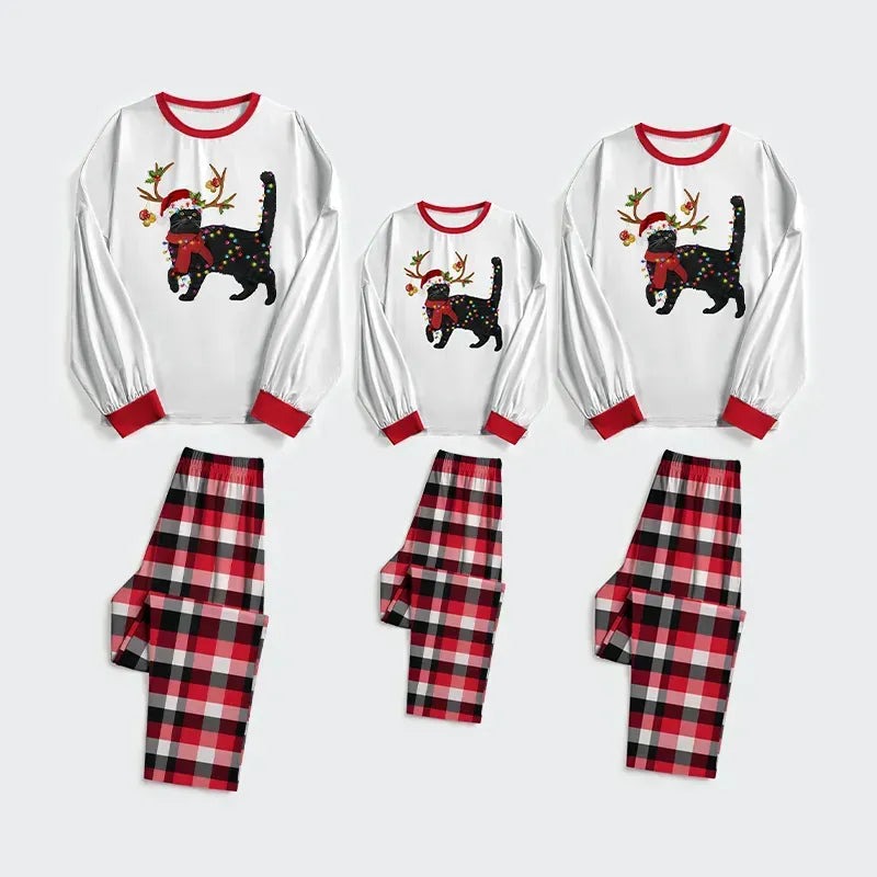 Japanese black cat family pajama set