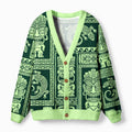 Kyoto-Lion Tiki Tribal Block Ugly Cardigan Sweater