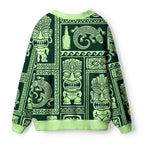 Kyoto-Lion Tiki Tribal Block Ugly Cardigan Sweater