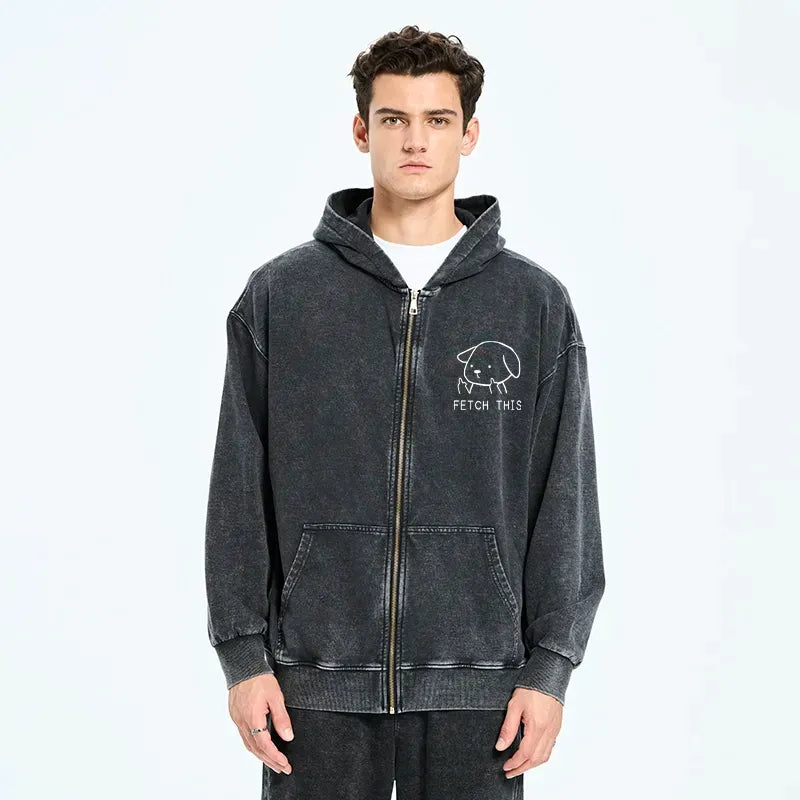 japanese vintage dog zip hoodie