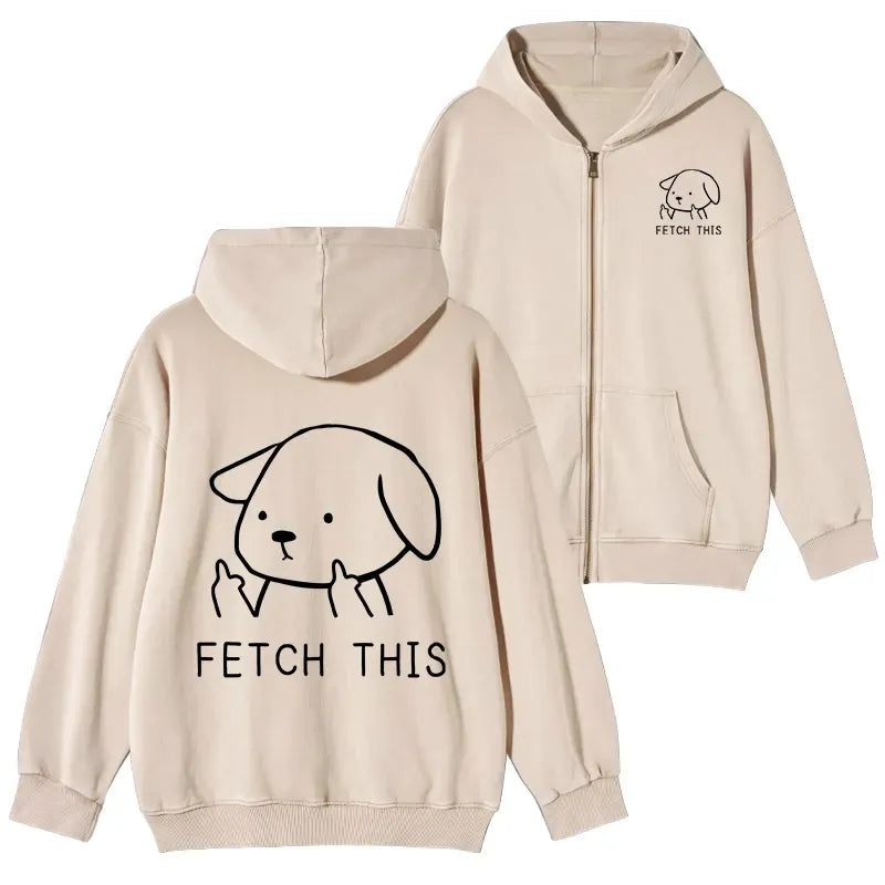 Kyoto-Lion Fetch This Dog Washed Zip Hoodie