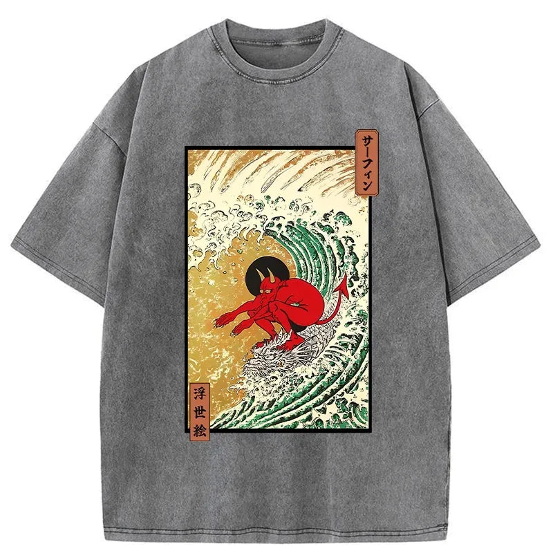 kyoto lion surfing demon t-shirt