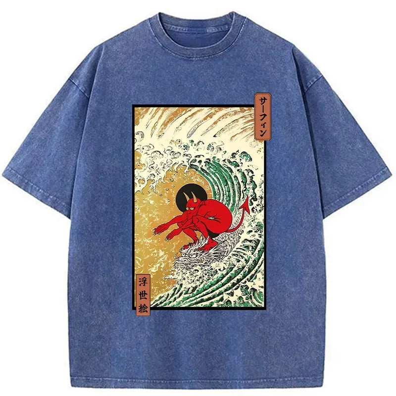 japanese washed t-shirt free shipping