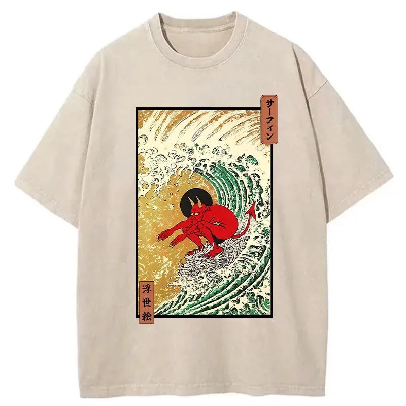 japanese washed t-shirt free shipping
