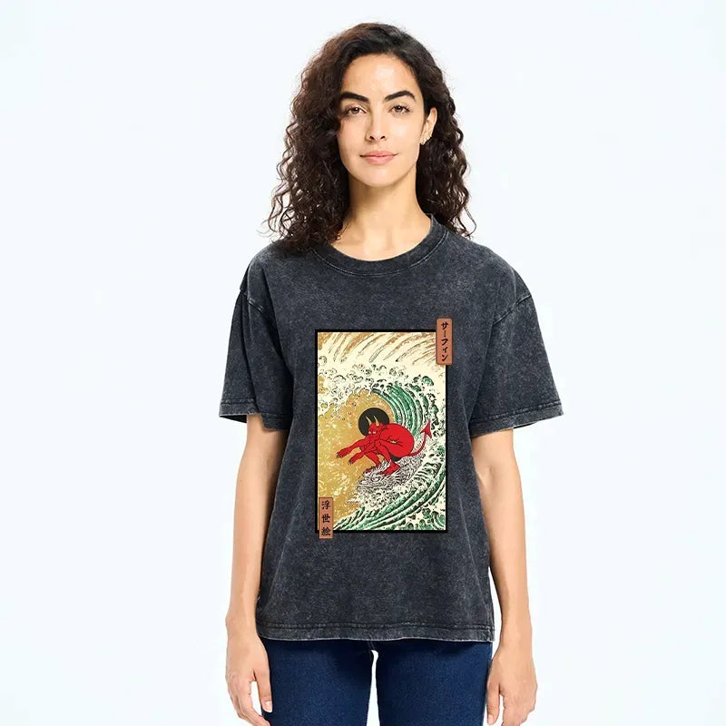 kyoto lion surfing demon t-shirt