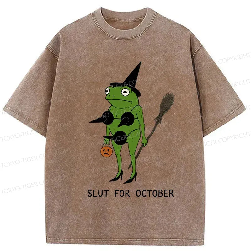 Kyoto-Lion Halloween Frog Witch Washed T-Shirt