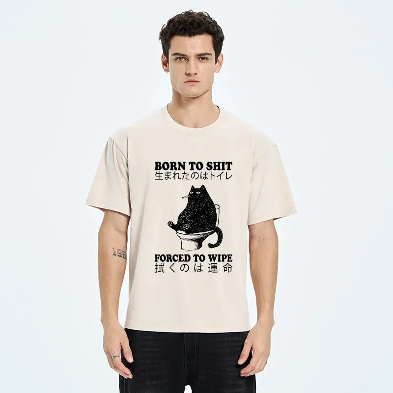 washed japanese style cat t-shirt on sale