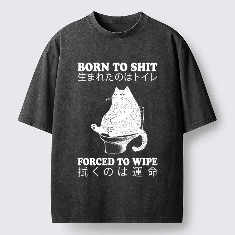 washed japanese style cat t-shirt on sale